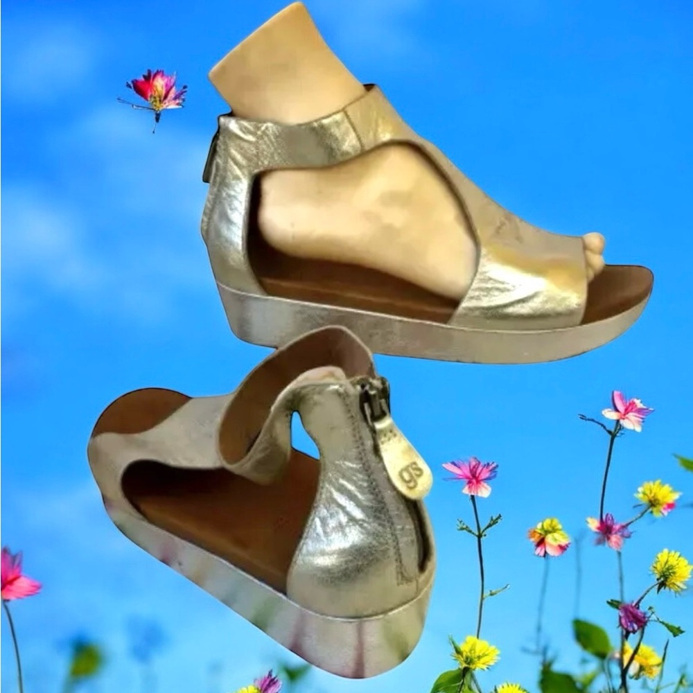 Gentle Souls Platform Wedge Sandal Silver Metallic
